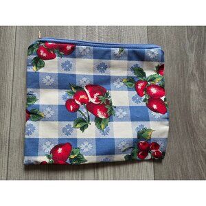 Strawberry & Cherry Patterned Zipper Pouch Makeup bag 6" x 8"